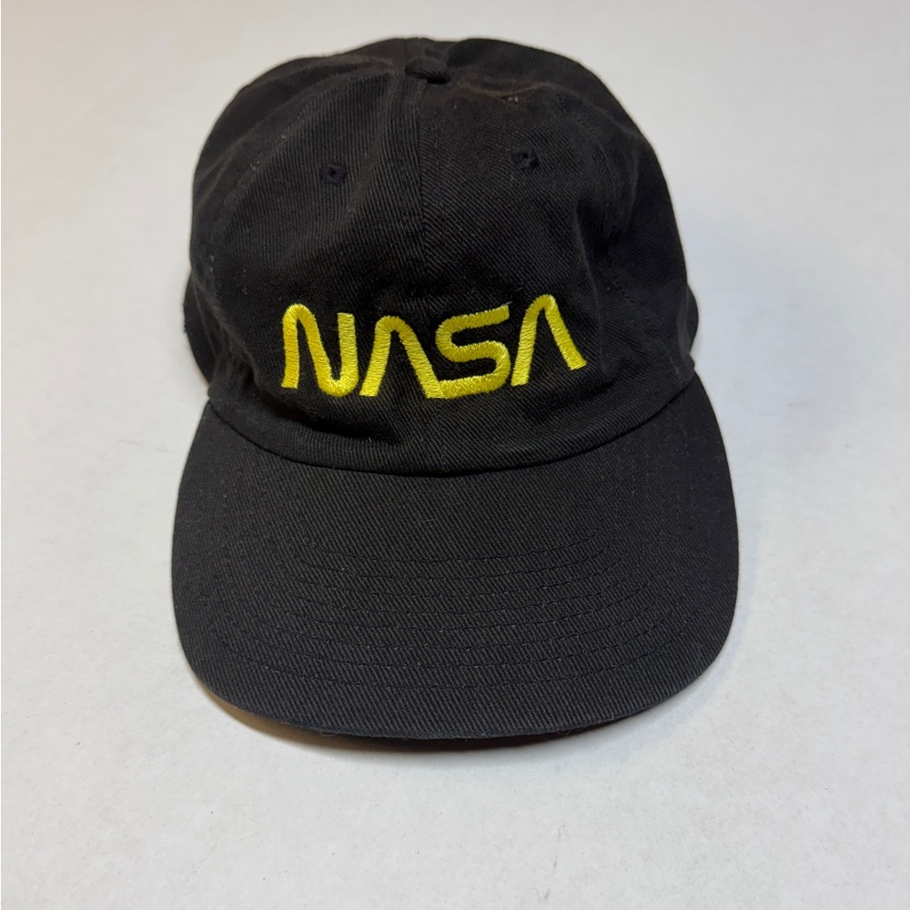 NASA Black Hat with Gold Embroidered “Worm” Logo